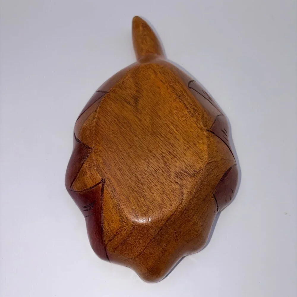 Hand-Carved Wooden Hawaiian Leaf Bowl Divided Serving Dish - Monkey Pod